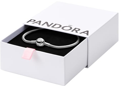 PANDORA Smooth Snake Chain Bracelet for Charms, Size 19, Gift Box | Smooth Snake Chain Charm Bracelet in Polished Sterling Silver, a Versatile Canvas for Your Charms & Clips