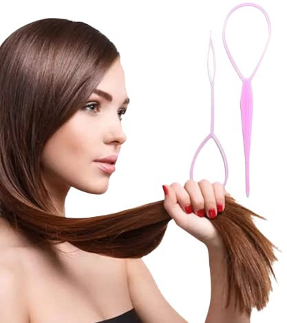 Set di 2 accessori per acconciature, chignon o topsytail in pochi secondi, con video tutorial (Rosa)