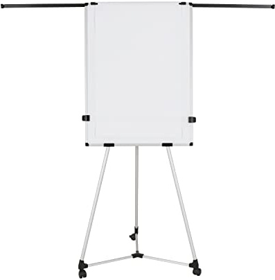 Bi-Office mobiles Earth Kyoto Flipchart mit Papierrolle, Magnetisches Flipchart mit zwei ausziehbaren Verlängerungsarmen, 70 x 100 cm, trocken abwischbare lackierte Stahloberfläche, Aluminiumrahmen
