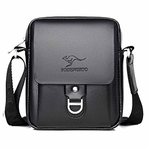 Pawleso Ledertasche Herren, Männer Umhängetasche Schultertasche, Herren Tasche Leder für Tablet, Unitasche Bürotasche, Vintage Messenger Bag (Schwarz)