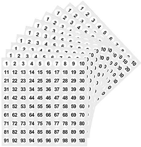 LICQIC 1-100 Numeri Adesivi Etichette Adesive, 10mm, 10 Fogli