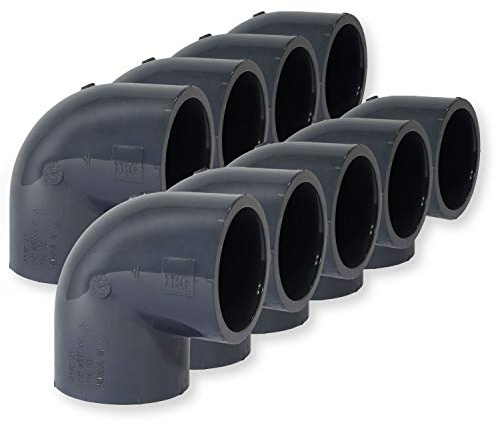 Paradies Pool PVC Fitting Winkel 90°, Ø 50mm mit Klebemuffen, PVC-U Muffe Rohrverbinder Klebefitting 90 Grad zum verkleben, Qualität aus Europa, Menge: 9 Stück