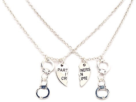 AMOR SPES Partners in Crime Collana per 2 migliori amici Regali Amicizia Gioielli Cuore Charms Coppie per San Valentino, Metallo