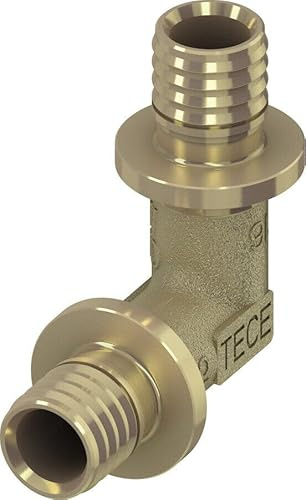 Tece 16/20/25/32 DVGW Messing Wandscheibe Winkel Kupplung T-Stuck (Winkelkupplung 90° Standard Messing, 20x20 (Nr.767020))