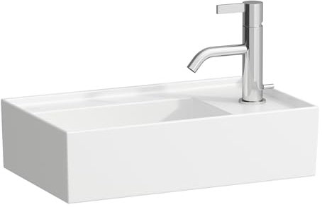 Laufen Kartell lavabo con enjuague manual, grifería a la derecha, encastrado, 1 agujero para grifo, sin rebosadero, 460x280mm, H815334A001111, Color: blanco