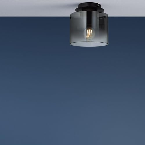 Lightbox Deckenlampe Ø 20cm - mit Rauchglas in Kaffee - Deckenleuchte für Wohnzimmer, Schlafzimmer und Flur - exkl. E27 LED