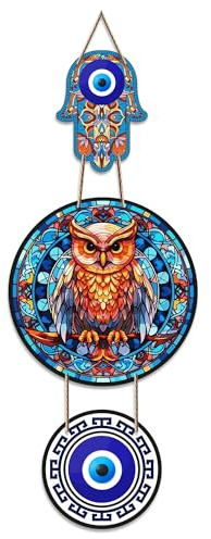 Artvibes WH_8505N Eule Wandbehang für Heimdekoration | Dekoration für Wohnzimmer | Moderne Kunstwerke Wanddekorartikel | Peace Charm Wandakzente | Türeingang dekorative Behänge | MDF-Wandkunst
