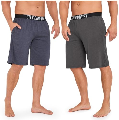 CityComfort Short Pyjama Homme Douillet Tenue D'intérieur avec Poches - Paquet 2 (4XL, Marine/Charcoal)