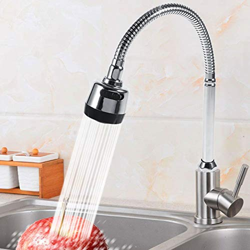 304 Stainless Steel Swivel Spout, Extension Kitchen Sink Faucet Pipe Fittings, Single Handle Connection with Pull Down Sprayer for Farmhouse Camper Laundry Utility Rv Wet Bar Sinks