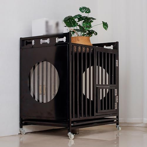 Hundehütte für mittelgroße Hunde Hundebox Moderne Indoor Tierkäfig mit abschließbarer Tür Eckige Hundehütte Hundebox Hundehaus mit Türriegel für Mittelgroße Kleine Hunde bis zu 60kg. ( Color : Nero ,
