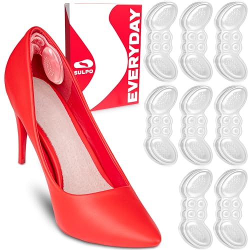 SULPO Silikon Fersenpolster Schuheinlagen - 4 Paare Blasenpflaster - Schuh Fersen Reparatur Fersenkissen Fersenschoner