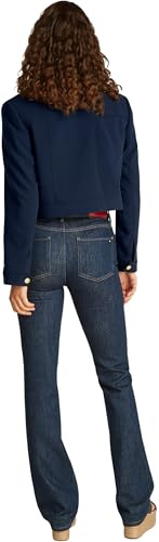 Tommy Hilfiger Blazer Court Femme Gold Button avec Patte de Boutonnage, Bleu (Dark Night Navy), 38