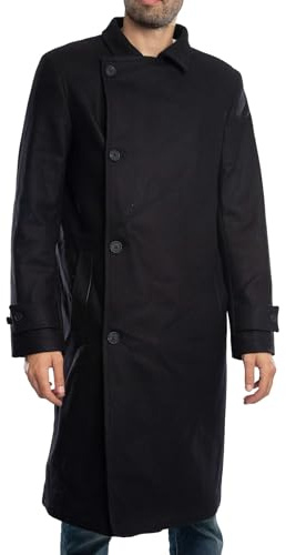 Ted Baker Men's Radford Wool Wrap Funnel Coat, Black, XS