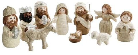 10Pcs Nativity Set For Children, Christmas Story Toddle Nativity Figures Set Christmas Resin Nativity Scene Set Holy Family Statue Religious Kids Nativity Set