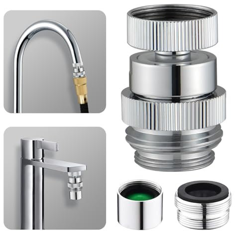 Sink Faucet to Garden Hose Adapter, Swivel Faucet Adapter Kit with Aerator, Multi-Thread Garden Hose Adapter for Kitchen & Bathroom, Chrome
