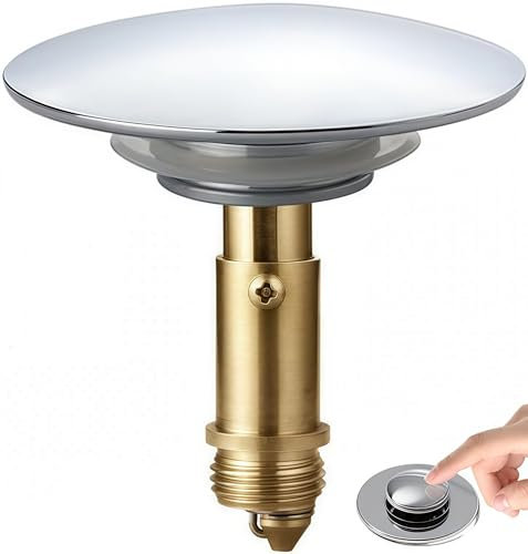 Zhenghebuy Ottone Tappo a Molla a Scatto,Tappo Universale per Vasca da Bagno,66mm Tappo Lavandino con Doppia Guarnizione per Lavabo,Cucina,Bagno