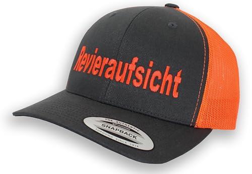 Trucker Cap Flexfit Snapback : Revieraufsicht - Jäger-Hut Outdoor Cap - Cappi Geschenk für Jäger Natur Baseball Cap Kappe Mütze Outdoor Förster Ausrüstung Weidmanns Zubehör
