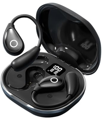 Écouteurs ouverts sans fil Bluetooth supra-auriculaires avec arceau - Casque de sport à conduction osseuse - Écouteurs à conduction osseuse - Écouteurs à conduction osseuse - Écouteurs avec crochet