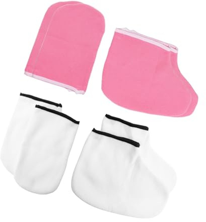WRITWAA Set 4 Paia Guanti e Calzini Esfolianti Idratanti per Mani e Piedi Lavorato a Maglia per Bagno Spa alla Cera di Paraffina Uso Domestico
