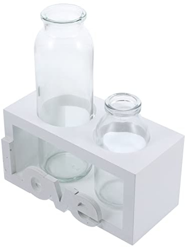 UKCOCO Idroponico in Vetro Con Supporto in Legno Fioriera Per Decorazione Domestica Vasino Da Tavolo Con Piantine Idroponiche Per e