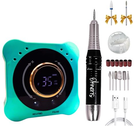 Ponceuse à ongles Pro: Okneris - rechargeable 35 000 RPM avec écran LCD, portable lime électrique avec embouts silencieuse et puissante, kit manucure/pédicure salon/domicile – idée cadeau