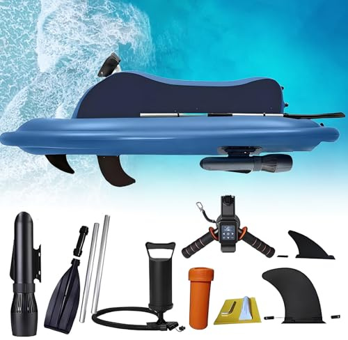 moupeaktain Aufblasbarer Elektrischer Jetski Mit 500W, Unterwasser-Scooter-Jetski, Schlauchboot Mit Motor, 10000-Mah-Akku, 10 Geschwindigkeiten, 130 Minuten Laufzeit,Boat+Thruster