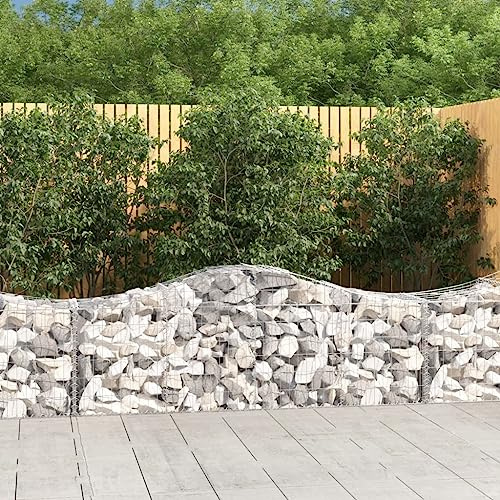 AJJHUUKI Lawn & Garden-Gardening-Pots & Planters-Arched Gabion Baskets 3 pcs 200x50x60/80 cm Galvanised Iron