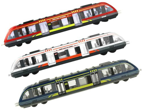 Didiseaon Set Di Trenini Elettrici in Lega Robusta Per Bambini Dai 4 Ai 7 Anni, Trenino Di Simulazione Portatile Binari, Giocattolo Educativo Per Scuola Materna e Viaggi 3 Pezzi
