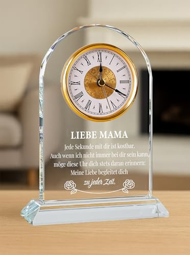 WinTaim Geburtstagsgeschenk für Mama – Elegante Glasuhr Geschenk für Mutter von Tochter oder Sohn – Muttertagsgeschenk, Beste Mamas der Welt (In Geschenkbox mit Karte, ohne Batterie)