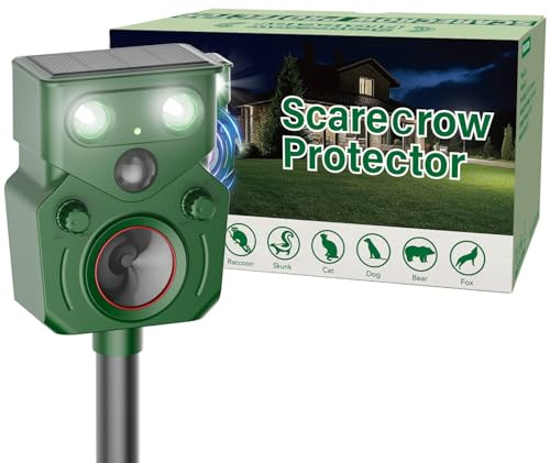 Joomouney Cat Repellent for Gardens UK, Cat Deterrent Ultrasonic Solar Cat Scarer Fox Deterrent with PIR Sensor&Flash Light 5 Modes USB Charging, IP65 Waterproof Animal Repellent for Cats,Dog,Fox,Bird