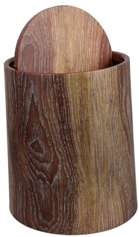 BESPORTBLE Pattumiera in Effetto Legno con Coperchio Ribalta Secchio Spazioso Resistente e Stabile per Cucina Bagno Ufficio e Camera da Letto