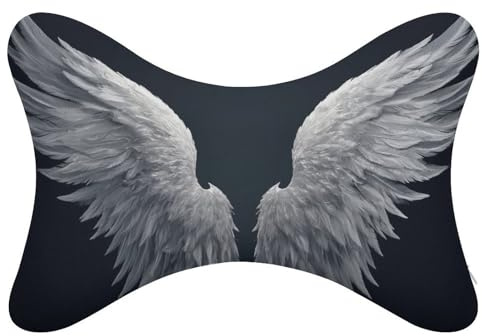 Jubonexis Lot de 2 coussins de nuque en forme d'ailes d'ange blanches à plumes pour siège de voiture