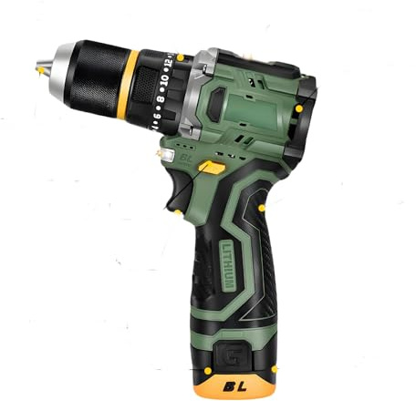 Trapano a percussione a batteria senza spazzole, trapano avvitatore batteria 16,8 V con batteria 2,0 Ah, avvitatore elettrico 55 Nm, 23+1 livelli, per casa e giardino, fai da te (2 batterie)