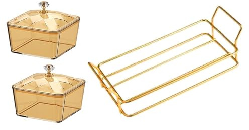 Pitycbo Vassoio per con Coperchio, Piatto Da Portata per Antipasti, Ornamento, Ciotole per La Conservazione Degli Alimenti, Piatto per Snack, Oro con 2 Griglie