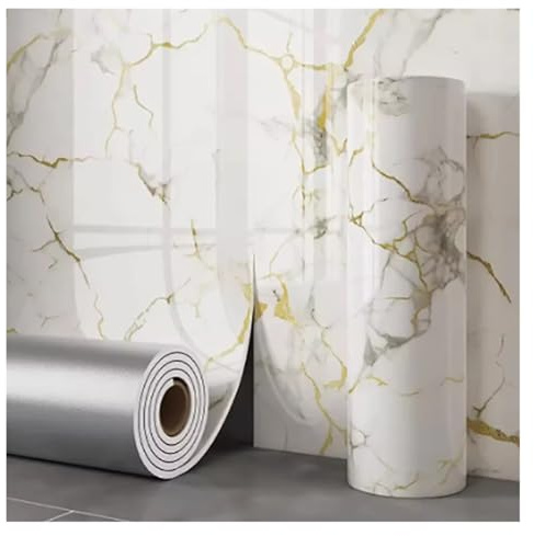 Vinilo Adhesivo Cocina 1 rollo de papel tapiz espuma gruesa mármol for dormitorio, azulejo cerámica imitación, autoadhesivo for cocina(Color 1,40cmX3.0m)
