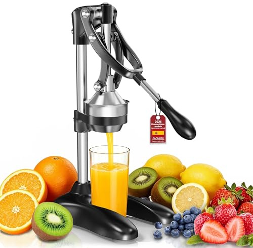 Exprimidor manual de acero inoxidable,Lemon Squeezer para Naranjas, Limones, Granada, Pomelos (Negro)