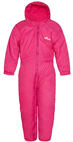 Wetplay Kids Padded All-In-One Waterproof Suit Snowsuit Childs Childrens Boys Girls (7-8 Years, Pink)