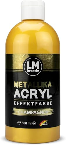 LM Metallika 500 ml Champagner - Acrylfarbe für Metallic-Effekt - Metall-Glanz | Bastelfarbe | Deko-Farbe Bastelfarbe