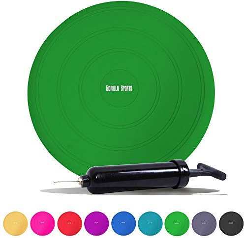 GORILLA SPORTS® Ballsitzkissen - inkl. Pumpe, 33cm Durchmesser, bis 220 kg, ohne Noppen, Anti-Burst, für Fitness, Reha & Rückentraining - Balancekissen, Luftkissen, Balance-kissen, Balance Pad