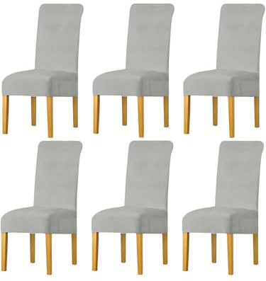 LANSHENG Stuhlhussen 4er Set, Waschbar Stuhlbezug Schwingstühle, Hellgrau | Stretch Stuhlhussen Schwingstühle für Esszimmer, Küche, Hotel