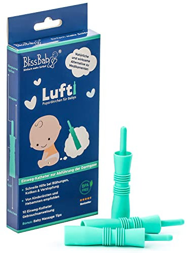 BlissBaby Lufti Pupsröhrchen Katheter für Babys 3 Monats Koliken Bauchschmerzen Blähhilfe Verstopfung, 10 Stück