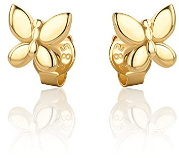 PRINS JEWELS Ohrstecker 14 Karat Kleine schmetterling Aus 585 Gelbgold