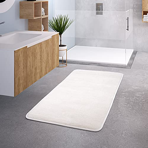 TT Home Badezimmer Badematte Duschmatte rutschfest Waschbar Memory Schaum Stein Muster, Farbe:Creme 3, Größe:50x80 cm