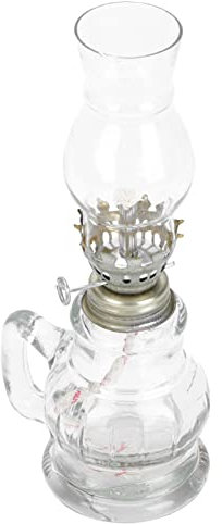 Angoily Vintage Glass Oil Lamp with Handle, Clear Kerosene Oil Lamp for Indoor Use, Rustic Lantern Home Decor Outdoor Camping Lantern