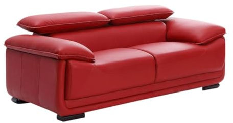 Vente-unique-Ledersofa 2-Sitzer - Rot - MACELO