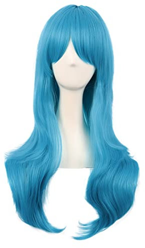 MapofBeauty 70cm/ 28 Pollice Lungo Ricci Donna Ricci Parrucche (Ciano Blu)