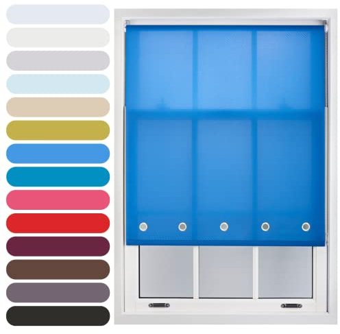 FURNISHED Daylight Roller Blind with Round Eyelets Trimmable, Blue, 45W x 210L cm