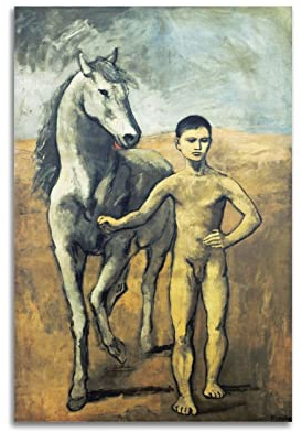 JAHER Pablo Picasso Gemälde – (Der Junge mit dem Pferd) Poster-Kunstwerke, Leinwand, Zimmer, ästhetische Wandkunstdrucke, Zuhause, moderne Dekoration, Geschenke 20 x 30 cm