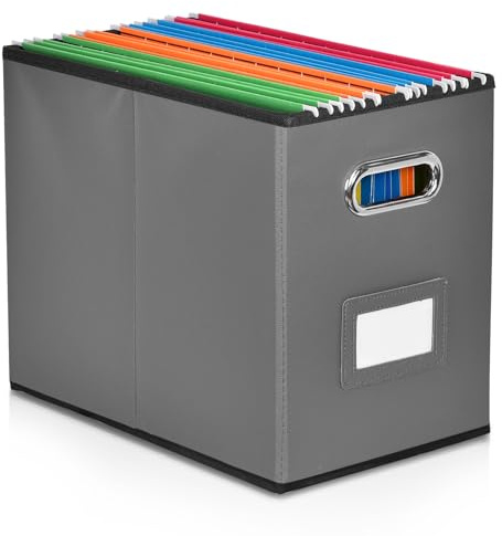 Umtiti Scatola organizer per documenti formato A4 (cartelle non incluse), resistente, da appendere, senza coperchio, per ufficio, decorazione, casa, grigio scuro, XS