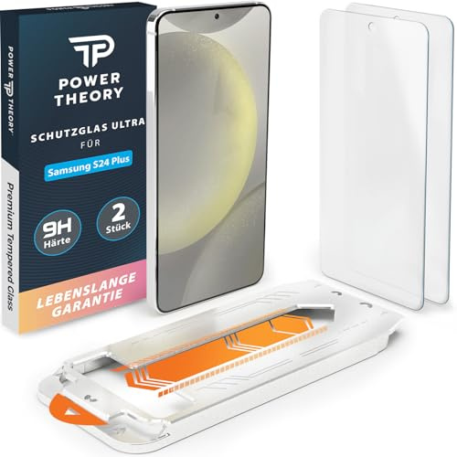 Power Theory Schutzglas für Samsung Galaxy S24 Plus Schutzfolie, Glas Displayschutz mit Schablone, Displayschutzfolie, Glas Folie mit Anbringhilfe [2 Stück]